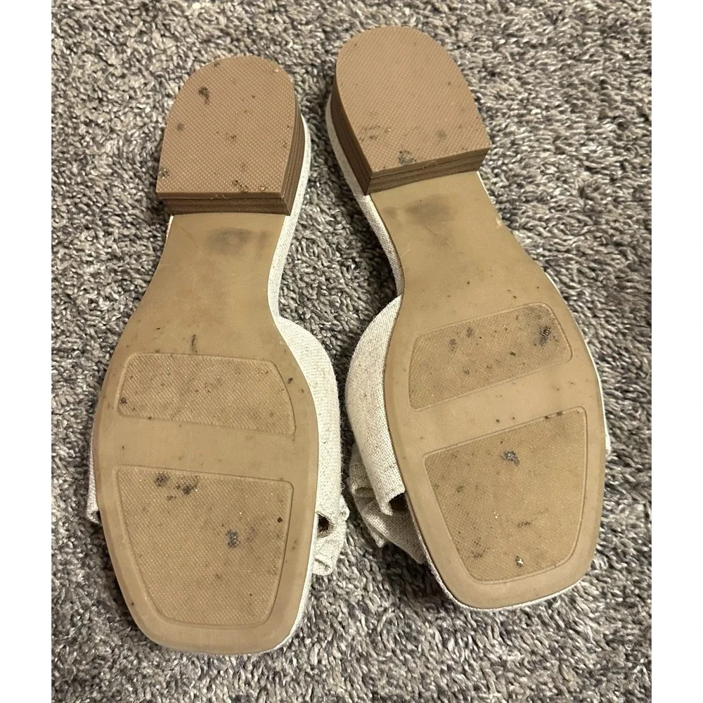Lauren Conrad Heeled Memory Foam Bow Sandals Shoes-Color Linen-Size 6